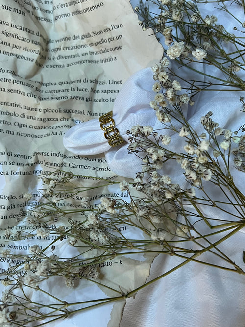 Anello catena, placcato oro 18k