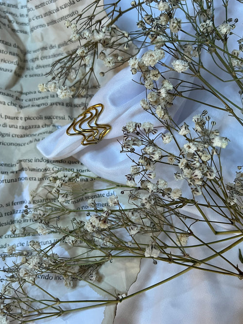 Anello designer, placcato oro 18k